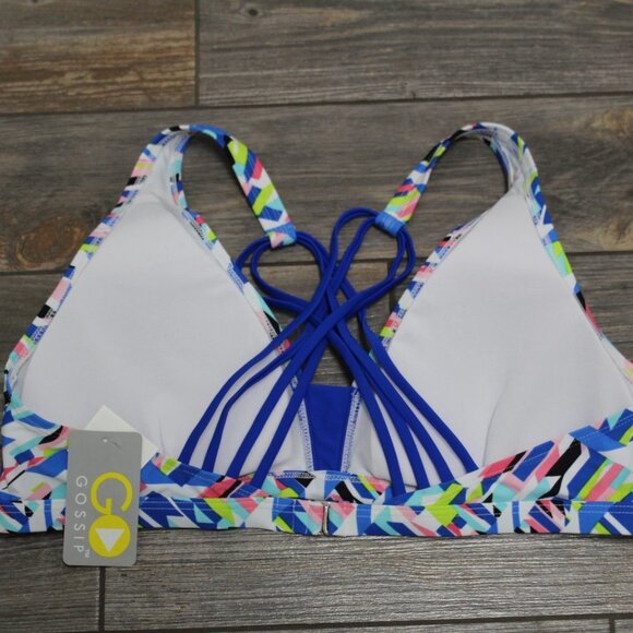 NWT GO Gossip Swimsuit Top S L or XL Crossed Signals Strappy Swim Sports Bra - Picture 4 of 9